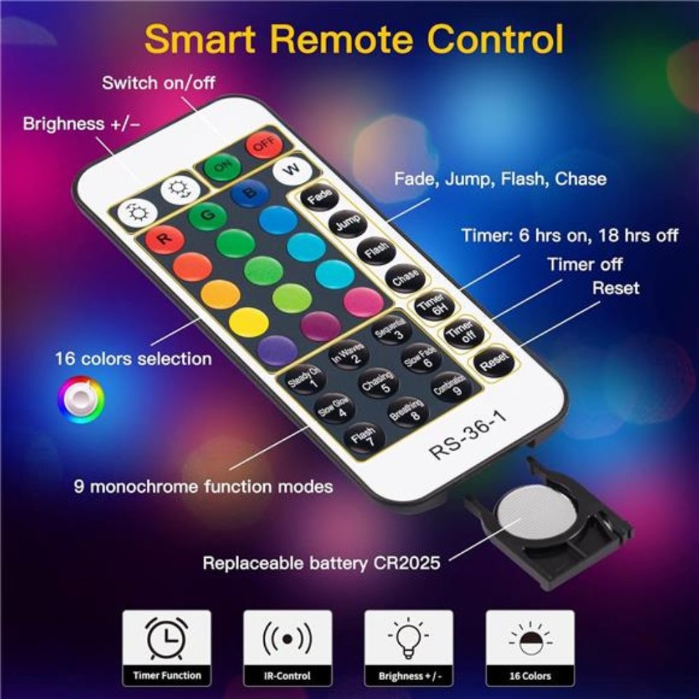 Color Changing Rope Lights: Outdoor Lights with Plug & Remote 16 Colors (33 FT) - Picture 2 of 6